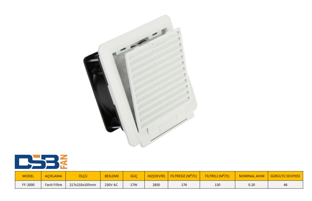 DSB FF-2000 217x210x105mm 230V AC FANLI FİLTRE