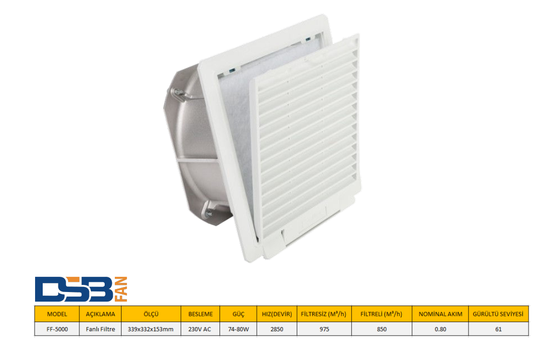 DSB FF-5000 339x332x153mm 230V AC FANLI FİLTRE