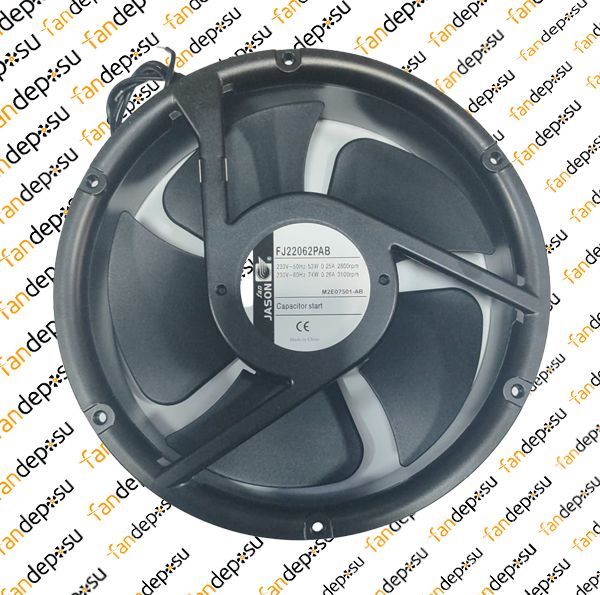 JASON FAN FJ22062PAB  220x220x61mm  230V AC PLASTİK KANAT METAL KASA YUVARLAK KABLOLU RULMANLI FAN