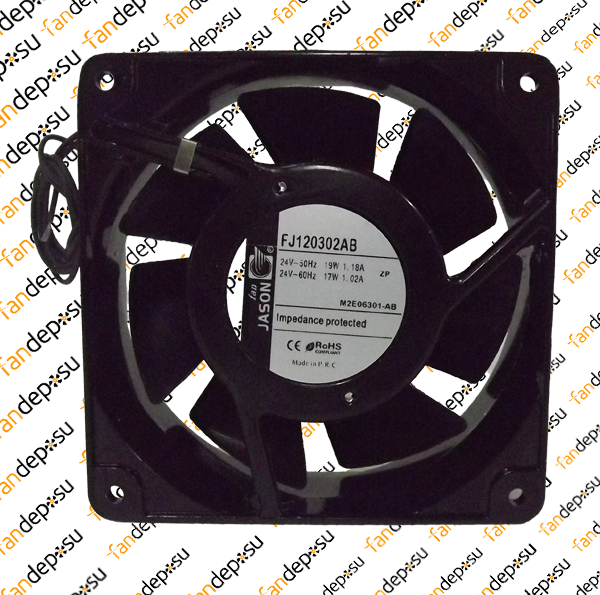 JASON FAN FJ120302AB   120x120x38mm KABLOLU 24V AC METAL KASA PLASTİK KANAT RULMANLI FAN