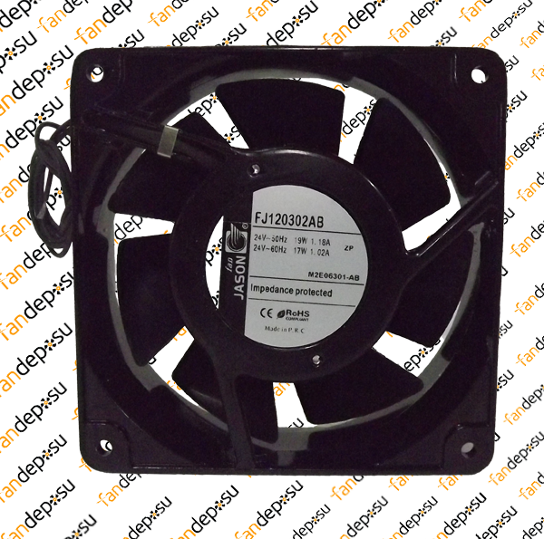 JASON FAN FJ120302AB   120x120x38mm KABLOLU 24V AC METAL KASA PLASTİK KANAT RULMANLI FAN