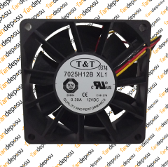ORION 7025H12BXL1  70x70x25mm  12V DC  0.30A  PLASTİK KASA PLASTİK KANAT FAN