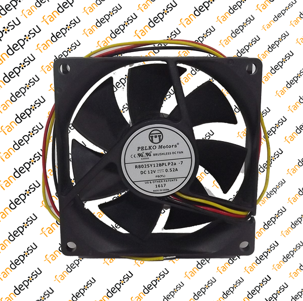PELKO R8025Y12BPLP2a-7  80x80x25mm 12V DC 0.52A  PLASTİK KASA PLASTİK KANAT FAN