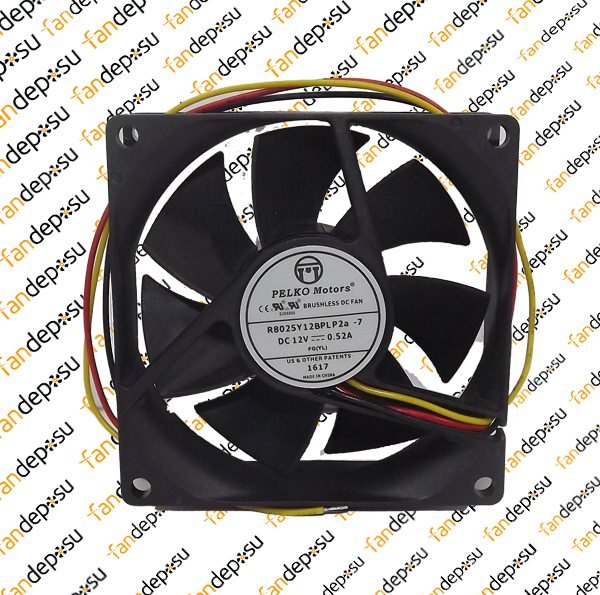 PELKO R8025Y12BPLP2a-7  80x80x25mm 12V DC 0.52A  PLASTİK KASA PLASTİK KANAT FAN