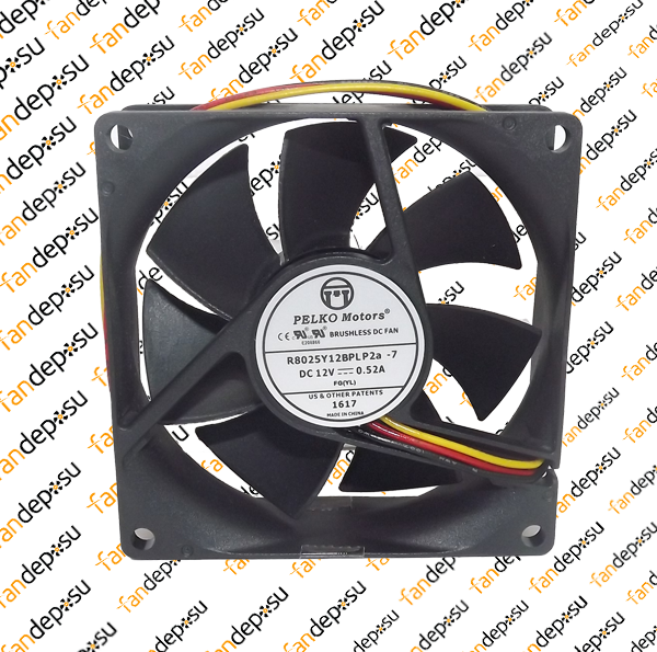 PELKO R8025Y12BPLP2a-7  80x80x25mm  12V DC 0.52A  PLASİK KASA PLASTİK KANAT FAN