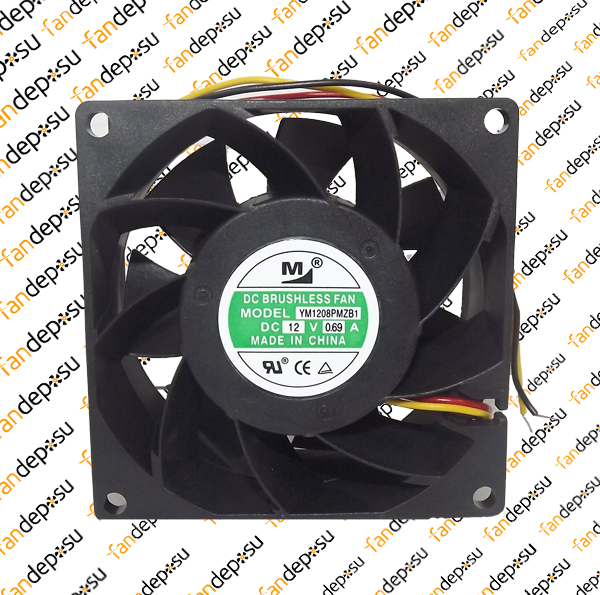 M FAN YM1208PMZB1  80x80x38mm 12V DC 0.69A  PLASTİK KASA PLASTİK PERVANE FAN