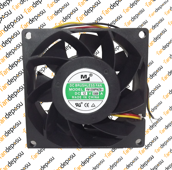 M FAN YM1208PMZB1  80x80x38mm 12V DC 0.69A  PLASTİK KASA PLASTİK PERVANE FAN