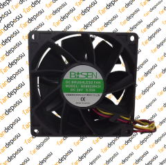 BİSEN BDB9238H24  92x92x38mm 24V DC 0.33A PLASTİK KASA PLASTİK KANAT FAN