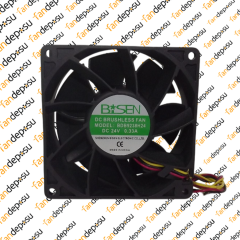 BİSEN BDB9238H24  92x92x38mm 24V DC 0.33A PLASTİK KASA PLASTİK KANAT FAN