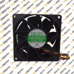 BİSEN BDB9238H24  92x92x38mm 24V DC 0.33A PLASTİK KASA PLASTİK KANAT FAN