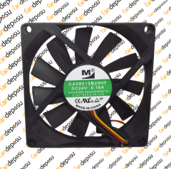 M FAN DA08015B24HF  80x80x15mm 24V DC 0.18A PLASTİK KASA PLASTİK KANAT FAN