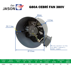 JASON FAN G-80A 380V AC TRİFAZE MOTOR SOĞUTMA CEBRİ FAN