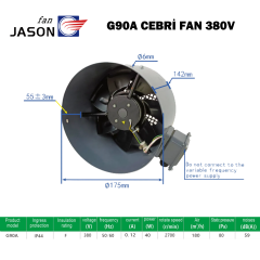 JASON FAN G-90A 380V AC MONAFAZE MOTOR SOĞUTMA CEBRİ FAN