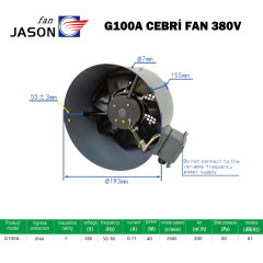 JASON FAN G-100A 380V AC TRİFAZE MOTOR SOĞUTMA CEBRİ FAN