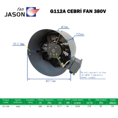 JASON FAN G-112A 380V AC TRİFAZE MOTOR SOĞUTMA CEBRİ FAN