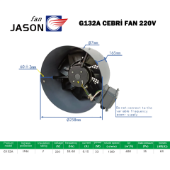 JASON FAN G-132A 220V AC MONAFAZE MOTOR SOĞUTMA CEBRİ FAN
