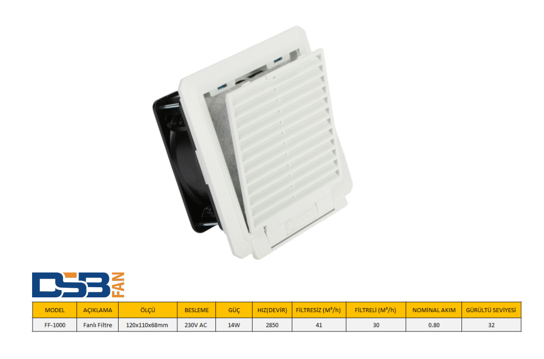 DSB FF-1000  120x110x68mm 230V AC FANLI FİLTRE