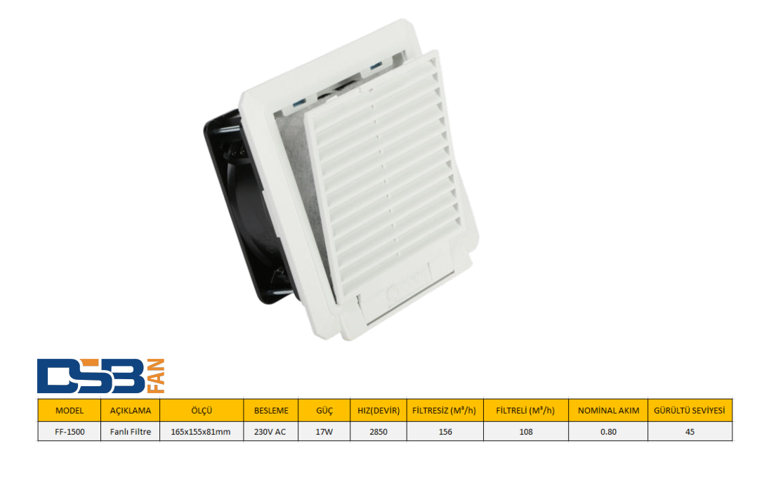 DSB FF-1500  165x155x81mm 230V AC FANLI FİLTRE