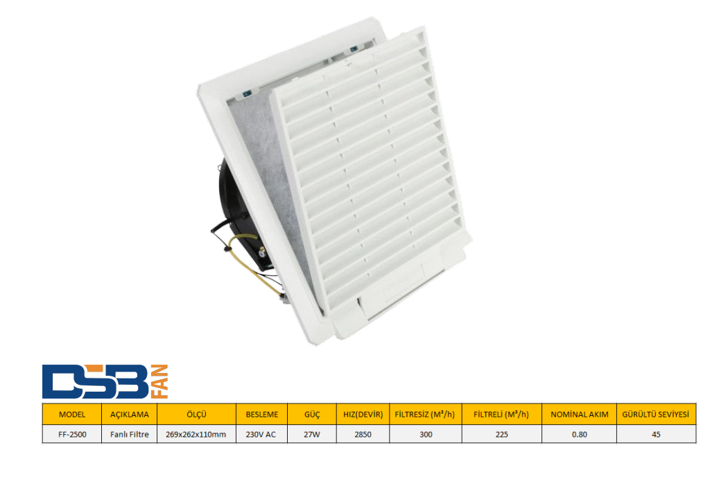 DSB FF-2500  269x262x110mm 230V AC FANLI FİLTRE