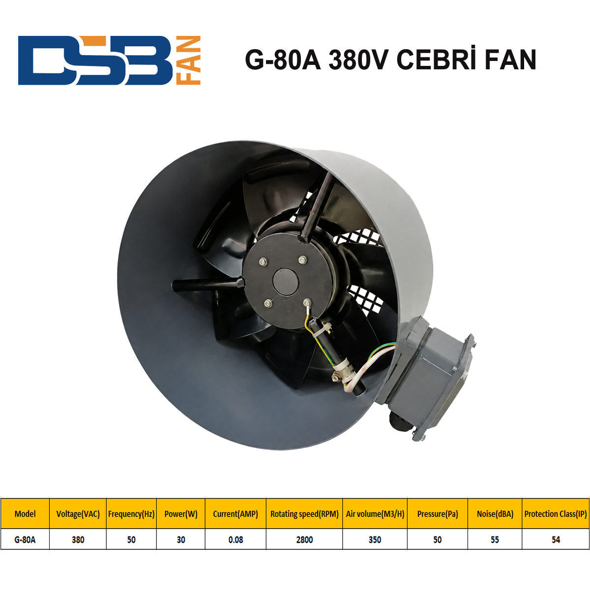 DSB FAN G-80A 380V TRİFAZE MOTOR SOĞUTMA CEBRİ FAN