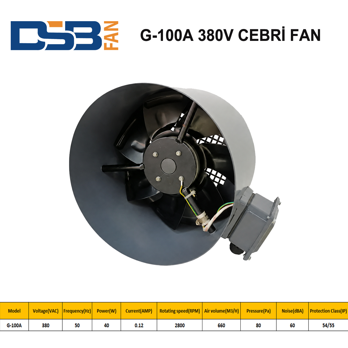 DSB FAN G-100A 380V TRİFAZE MOTOR SOĞUTMA CEBRİ FAN