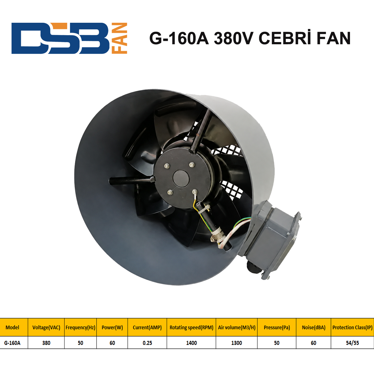 DSB FAN G-160A 380V TRİFAZE MOTOR SOĞUTMA CEBRİ FAN