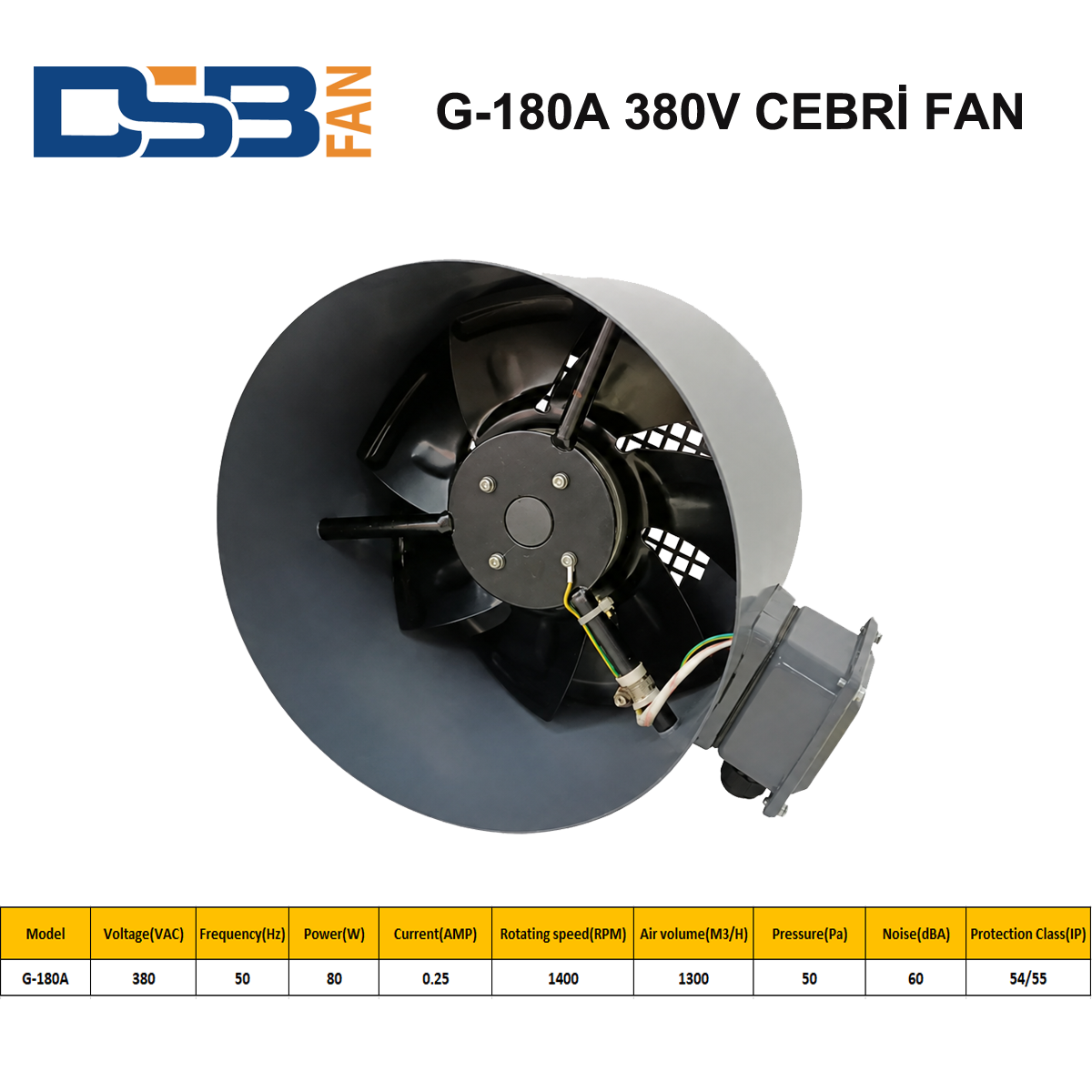 DSB FAN G-180A 380V TRİFAZE MOTOR SOĞUTMA CEBRİ FAN