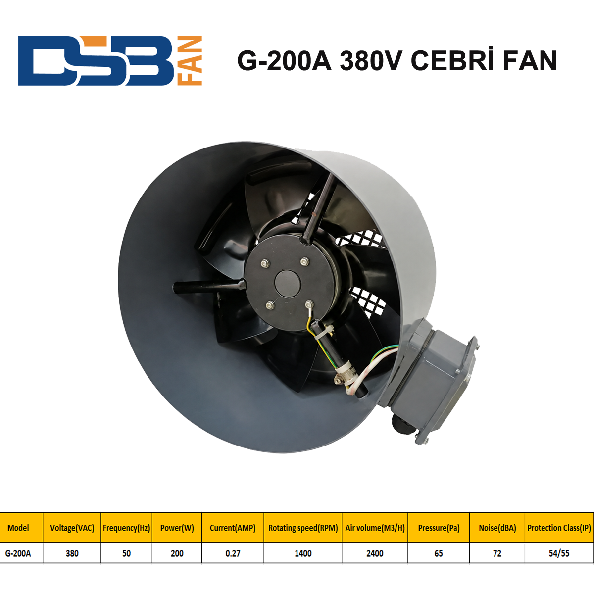 DSB FAN G-200A 380V TRİFAZE MOTOR SOĞUTMA CEBRİ FAN