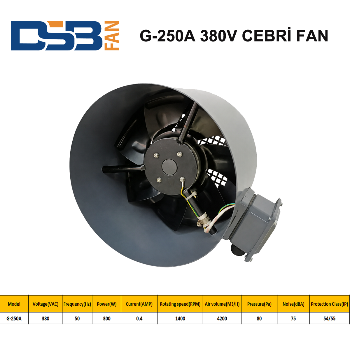 DSB FAN G-250A 380V TRİFAZE MOTOR SOĞUTMA CEBRİ FAN