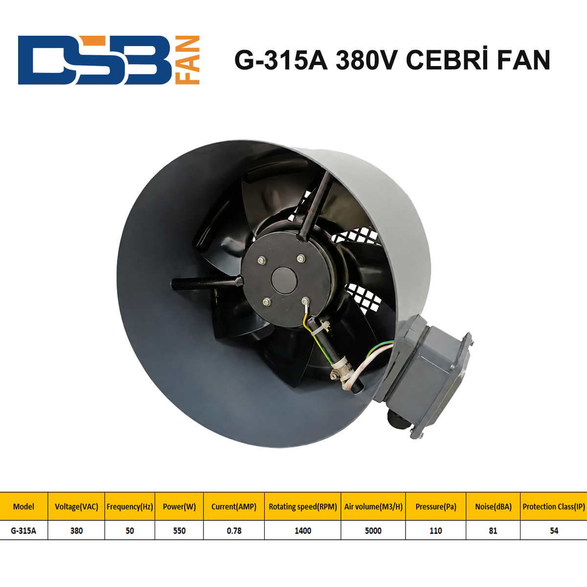 DSB FAN G-315A 380V TRİFAZE MOTOR SOĞUTMA CEBRİ FAN