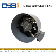 DSB FAN G-80A 220V MONAFAZE MOTOR SOĞUTMA CEBRİ FAN