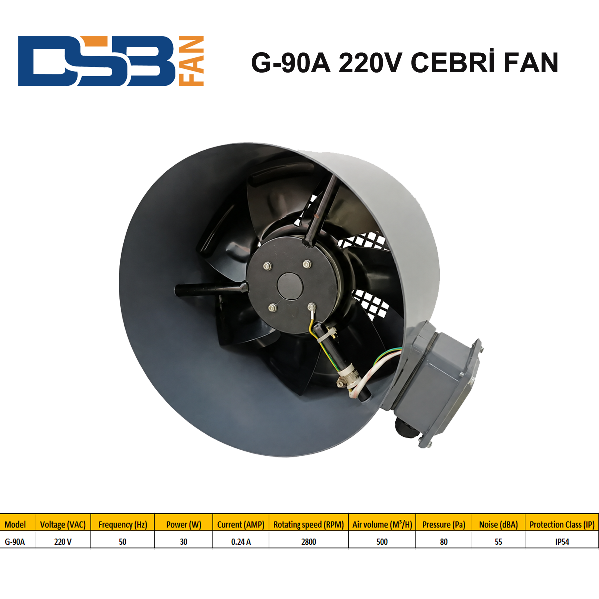 DSB FAN G-90A 220V MONAFAZE MOTOR SOĞUTMA CEBRİ FAN