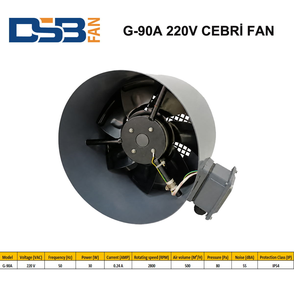 DSB FAN G-90A 220V MONAFAZE MOTOR SOĞUTMA CEBRİ FAN