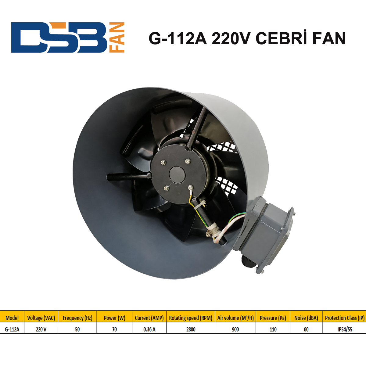 DSB FAN G-112A 220V MONAFAZE MOTOR SOĞUTMA CEBRİ FAN